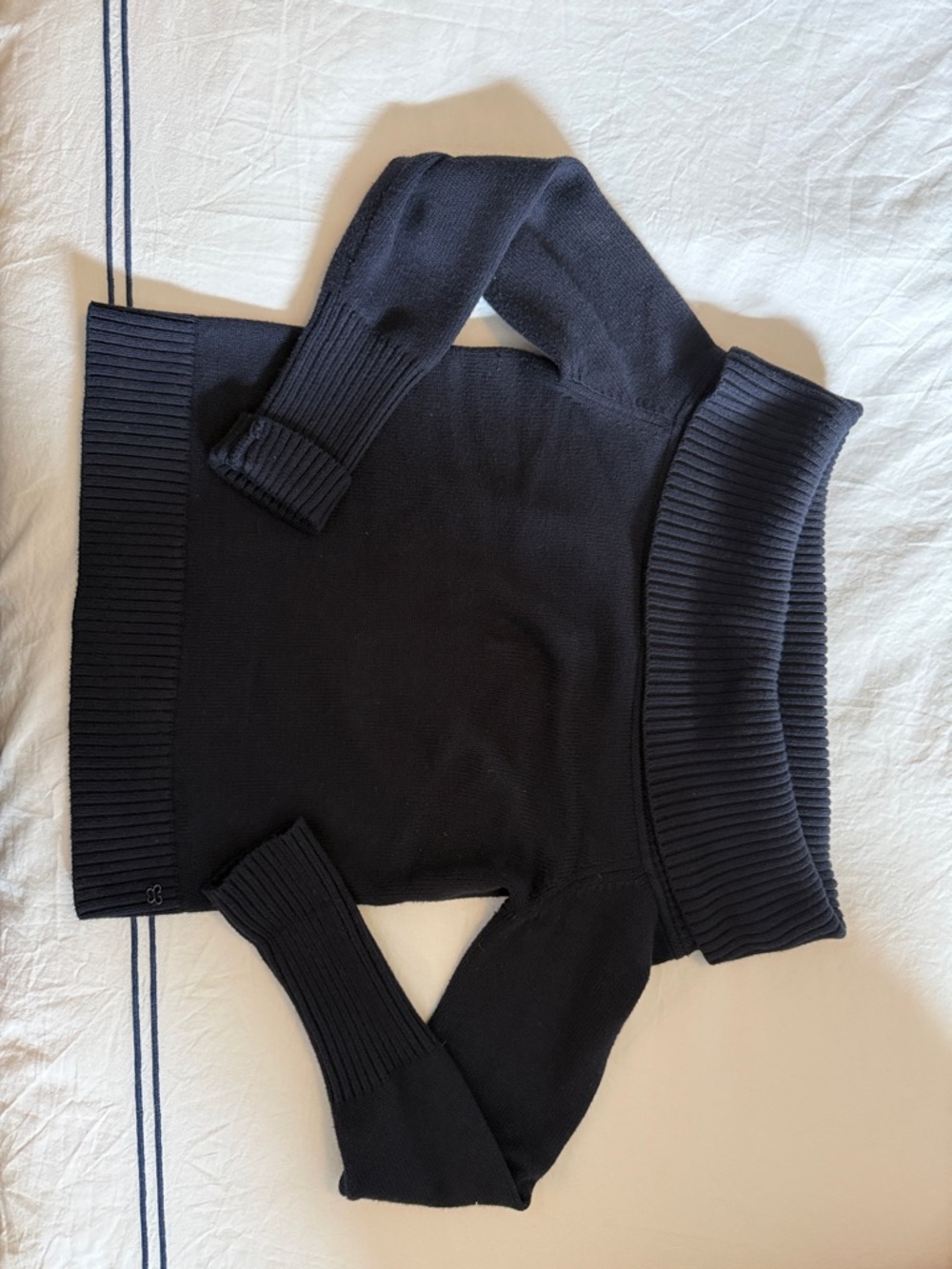 Sunday Best Black Off-the-Shoulder Foldover Ribbed Sweater